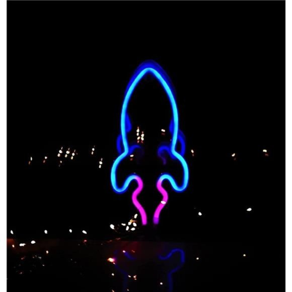 3Pcs Neon Signs,LED Neon Light Signs for Wall Decoration,LED Rocket Planet Alien - Picture 4 of 5